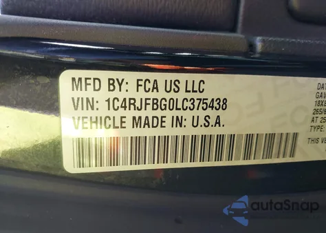 2020 Jeep Grand Cherokee Limited 4X4 из США, поврежденный, VIN 1C4RJFBG0LC375438